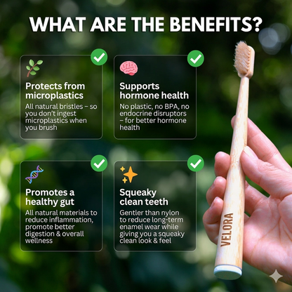 Velora Boar Bristle & Bamboo Toothbrush (4 Pack)