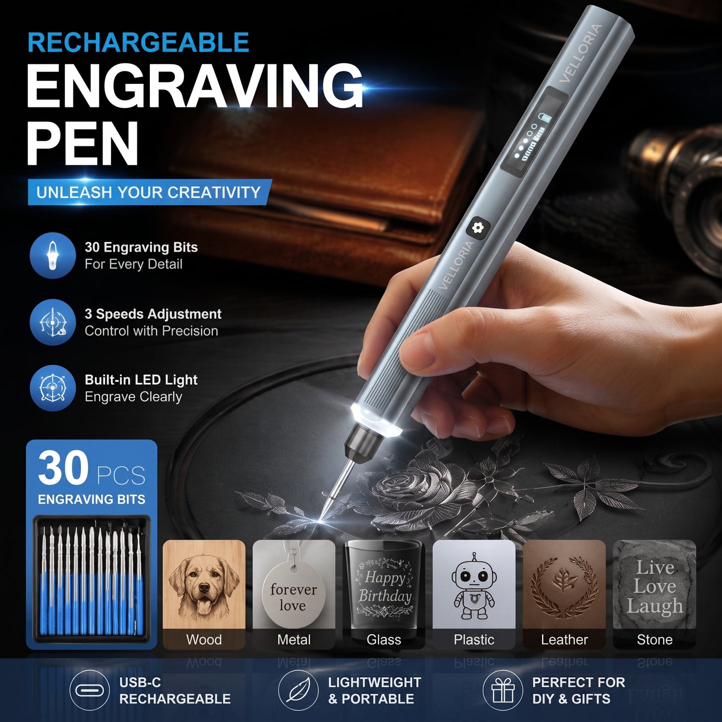 Velloria Cordless Electric Engraving Pen Kit