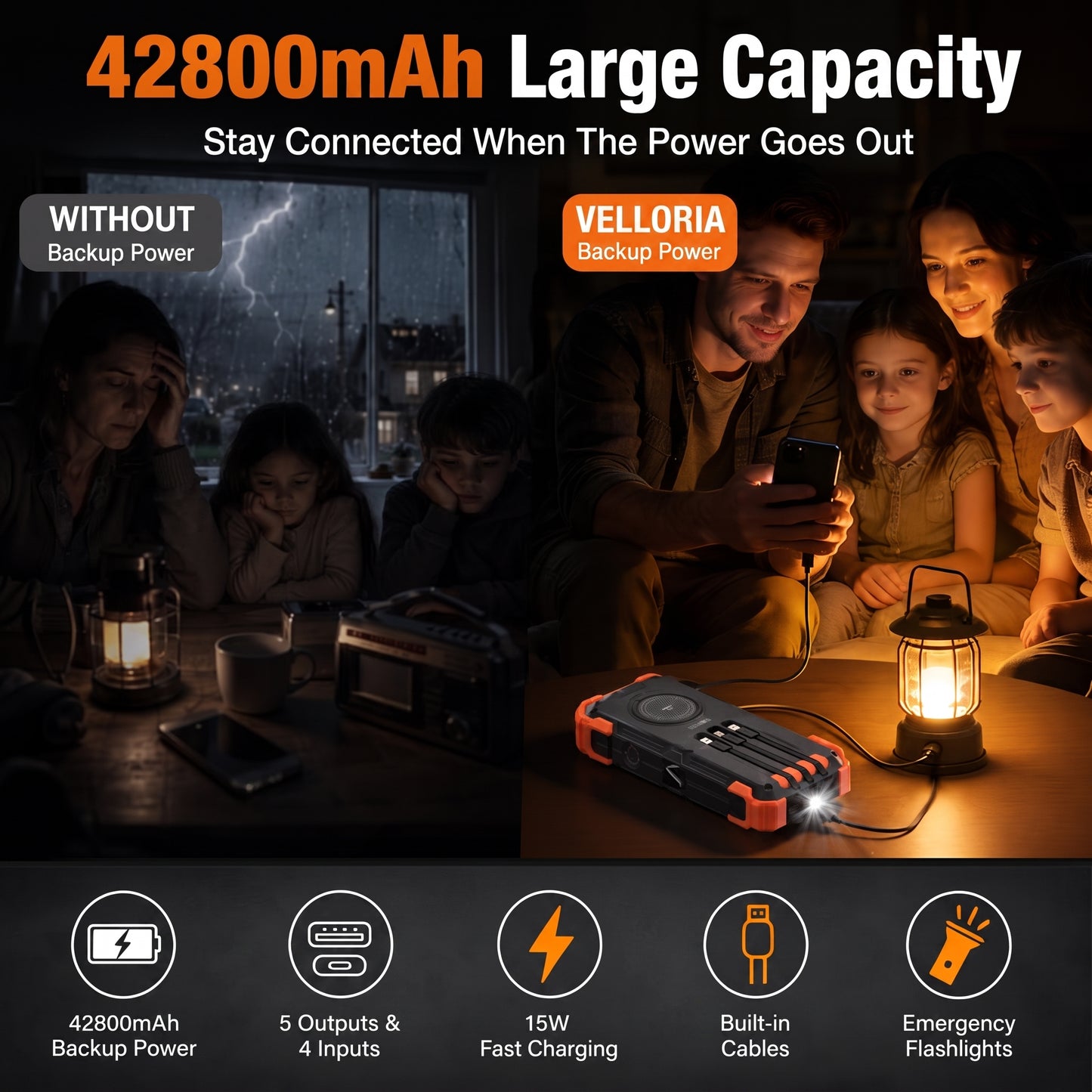 42800mAh Solar Power Bank Wireless Charger