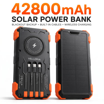 42800mAh Solar Power Bank Wireless Charger